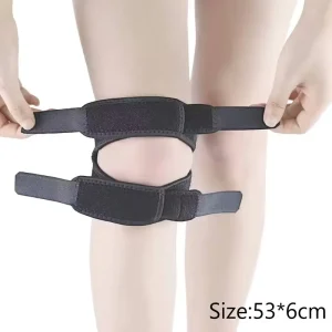 Black Adjustable Breathable Lightweight Nylon Patella Knee Strap Compression Support Brace Strong Adhesive Running