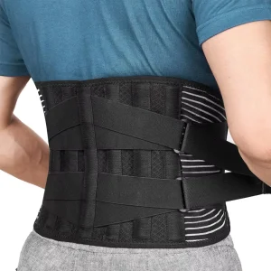 Black Adjustable Support Straps Lumbar Support Back Brace for Lower Back Pain Relief