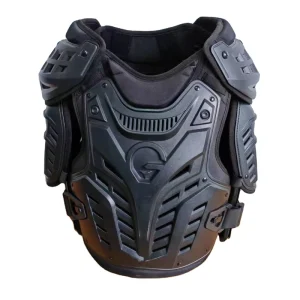Black Hard Shell Chest Protector with Shoulder Guards Anti cut Level D Protection Side Webbing Straps for Outdoor Use