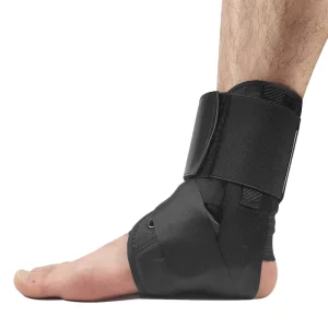 Black Lace Compression Ankle Brace Padded Lining Figure-6 Strapping Prevent Ankle Sprains One Size Fits