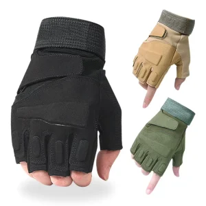 Black Microfiber Tactical Glove Cut Proof Knife Resistant Half Finger Anti-Slip Durable Battle Fingerless Gloves Combat