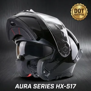 Black Modular ABS Motorcycle Helmets Full Face with LED Lights Dual Visor DOT Certified Casque Moto Casco De Moto