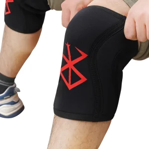 Black Nylon & Cotton Compression Knee Sleeves 7mm for Spring Exercises Squat Weightlifting Fitness Body Building