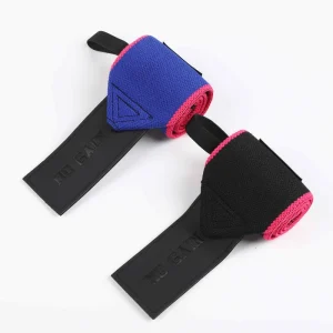 Blue and Black Weightlifting Shoulder Straps Gym Wristbands Adhesive Adjustable Wrist Straps