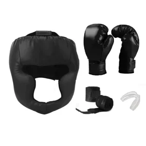 Boxing Gear Set Boxing Helmet Face Guard Boxing Gloves Mouth Guard Bandages for Boxing Training Sanda Muay Thai Taekwondo