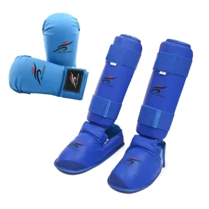 Boxing Gloves Shin Leg Guards Set Lightweight Polyester Fiber Red Blue Protective Gear for Adult Children Training