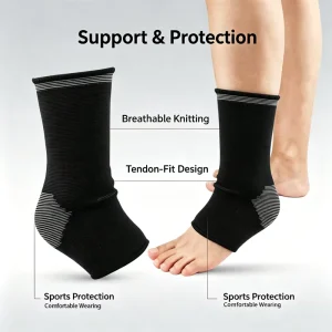 Breathable Elastic Ankle Compression Sleeve Anti Sprain Ankle Support Brace for Gym Sports Pain Relief