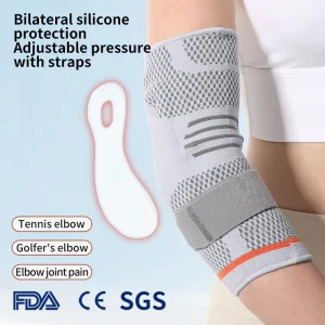Breathable Knitted Elbow Sleeve with Silicone Pads Adjustable Compression Elbow Guard for Joint Pain