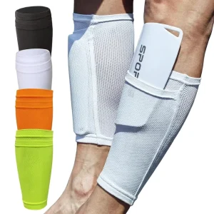 Breathable Mesh Professional Protection Soccer Calf Compression Sleeves Elastic Sports Leg Shin Guard Covers Football Spandex