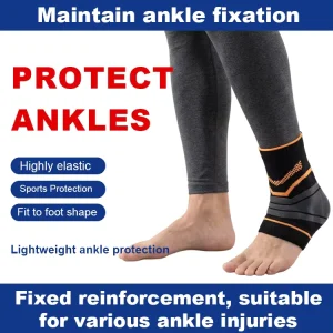 Breathable Nylon Ankle Support Brace with Protection Soft & Durable High Compression for Sports Unisex