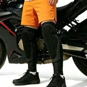 CE Level 1 Protection Durable Compression Protective Gear Motorbike Mountain Bike Knee Shin Guard With Pad for Biking Cycling