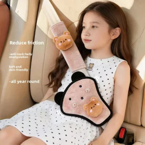 Car Child Safety Belt Shoulder Cover Plush Anti-Chafing Neck Protector Adjustable In-Car Fixing Fitment Baby Safety