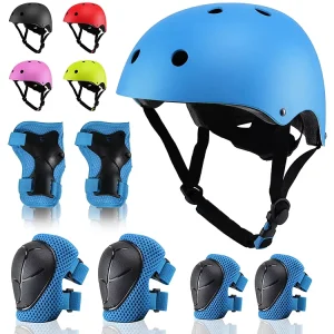 Children 6Pcs Knee Pads Skating Elbow Anti Drop Skateboarding Kids Protection Knee Elbow Wrist Pads Guard Set for Kids youth