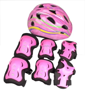 Children’s Color Shell Protective Gear Safety Helmet Set with Elbow and Knee Pads for Scooter Bicycle Skateboard Ice Skating