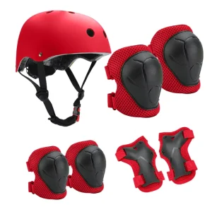 Children’s Hard Shell Helmet Gear Set Including Elbow & Knee Pads for Basketball Bike Cycling & Roller Skate Protection