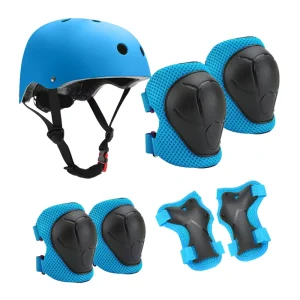 Children’s Hard Shell Protective Gear Safety Helmet Set with Elbow and Knee Pads for Scooter Bicycle Skateboard Ice Skating
