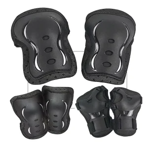 Children’s Sports Protective Gear Roller Skates Boys’ and Girls’ Nylon Foam Material 6-in-1 Wrist Elbow Guards with Knee Pads