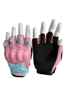 Colorful Half Finger Gloves for Motorcycle Cycling & Gym Outdoor Use Unisex Sports Protective Gear Adjustable Buckle Closure