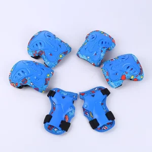 Colorful Printed Protective Gear Set for Boys Girls Full Coverage Roller Skating Balance Car Flexible Knee Elbow Pads