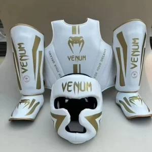 Combat Boxing Protectors with Shin Guard and Head Guard and Chest Plate and Jockstrap and Boxing Gloves
