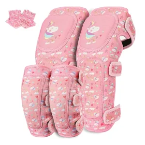 Comfortable Toddler Protective Gear Set for Roller Skating Skateboard Kids Knee and Elbow Pads with Bike Gloves