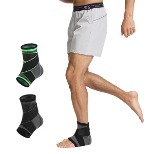Compression Ankle Support Brace Elastic Gym Accessory with Straps for Exercise & Fitness Athletic Anklet Protector#AH-07