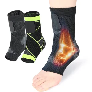 Compression wrapped Breathable Ankle Brace with Adjustable Nylon Knit for Adult Sports and Injury Support