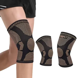 Copper High Compression Knitting Fabric Elastic Knee Brace Sleeve Advanced Protection for Sports Workout Pain Relief Spring Use