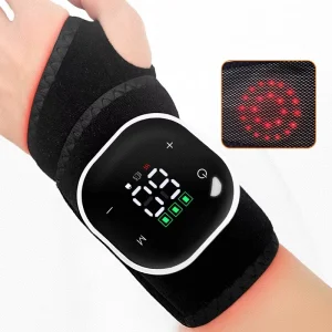 Custom Cordless Non Skid Red Light Wrist Support Brace Heating Massage Wearable LED Red Light Therapy Wrist Wrap Hook Loop