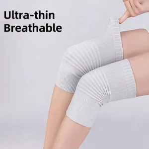 Custom Cotton Thin Knitted Anti Slip Knee Sleeves Spring Summer Warm Knee Support for Men Women
