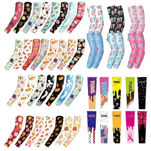 Custom Donut Cooling Kids Athletic Arm Sleeves UV Protection Compression Sun Sleeves for Sports Funky Sublimation Arm Warmers