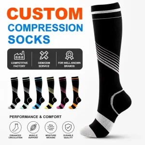 Custom Durable Arch Support Running Travel Performance Muscle Support Nylon Sports Compression Socks