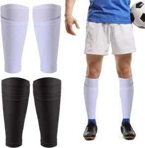 Custom Elastic Shin Guards Stay Sleeves for Football Soccer Socks with Pocket Safety Calf Brace Spandex and Nylon S M L Adult