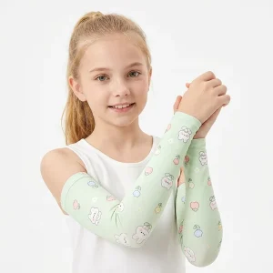 Custom Kawaii Full Sublimation Ice Silk Kids Arm Sleeves Outdoor Play Cooling Sun Arm Covers for Girls and Boys