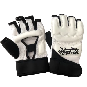 Custom Logo Adult Child Martial Arts Training White PU Leather Half Finger Kyokushin Hand Protector Karate Gloves Kyokushin