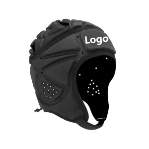Custom Logo Black Padded Rugby Helmet Protective Soft Shell Headgear for Hockey Football Soccer Goalie