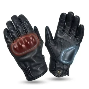 Custom Logo Goatskin Vintage Yellow Black Motorcycle Riding Gloves Touchscreen Adjustable Wrist Strap for Outdoor Sports