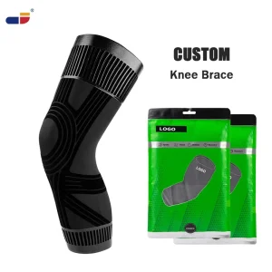 Custom Logo Knee Brace Large Area Flocking Silicone Printing Anti Slip Knee Support Professional Sports Knee Sleeve