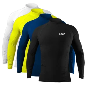 Custom Logo Long Sleeve Rash Guard with UPF 50+ UV Sun Protection for Men’s Compression Shirt Quick Dry Surf Swim Tops Rashguard