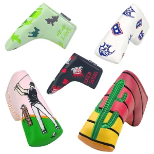 Custom Logo PU Leather Golf Headcover Magnetic Blade Putter Cover Personalized Embroidery Waterproof Club Protector