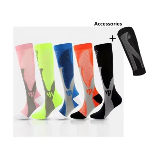 Custom Logo Polyester Sport Compress Stocking Women Men Athletic Medical Running Compression Socks 20-30mmhg For Sports