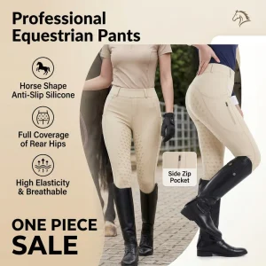 Custom Logo Printed Equestrian Breeches Spandex Polyester Anti Slip Durable Lightweight High Waist Horse Riding Pants For
