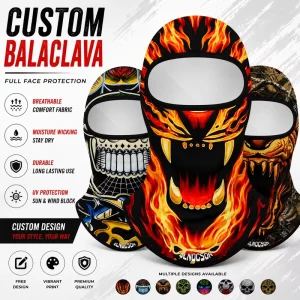 Custom Logo Printed Fishing Full Face Masks Skull One Hole Ski Mask UV Protective Racing Motorcycle Balaclava