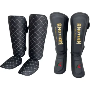 Custom Logo Shin Guards High Quality Elastic Protective Straps and Buckles Made of Leather Nylon for Boxing Kickboxing
