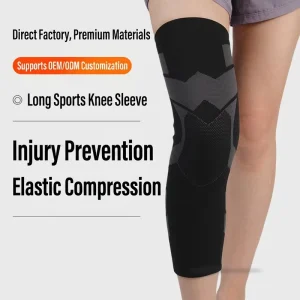 Custom Logo Sports Seamless Knit Long Leg Knee Support Sleeve Pain Relief Full Leg Compression Sleeve For Hiking Cycling Fitness