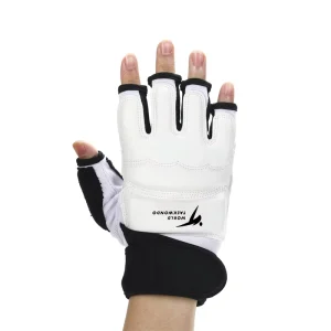 Custom Logo White Durable Breathable PU+ Sponge Thai Training Hand Guard Gym Half Mitts Sparring Taekwondo Gloves