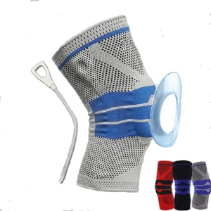 Custom Medical Compression Anti slip Spandex & Nylon Knee Sleeve Brace with Shock absorbent Pad for Running Sports Protection
