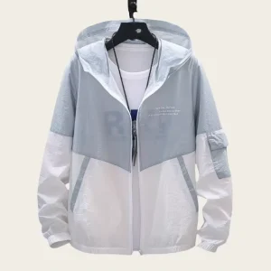 Custom Men’s Full Zip Reversible Hooded Bomber Windbreaker Jacket Lightweight Waterproof Breathable Sports Training