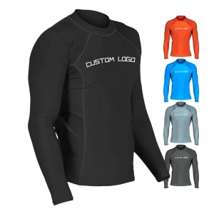 Custom Mens Spandex Long Sleeve Rash Guard UV Sun Protection UPF 50 Compression Shirts Swim Surfing Quick Dry Rashguard