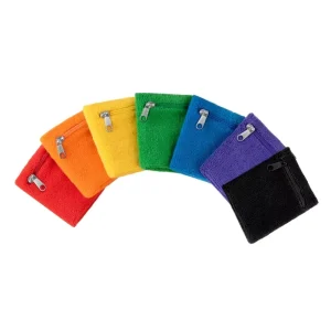 Custom Multicolored Cotton Wristband Pocket Towel Sports Multi functional Zipper Tennis Wrist Guard Sweatband